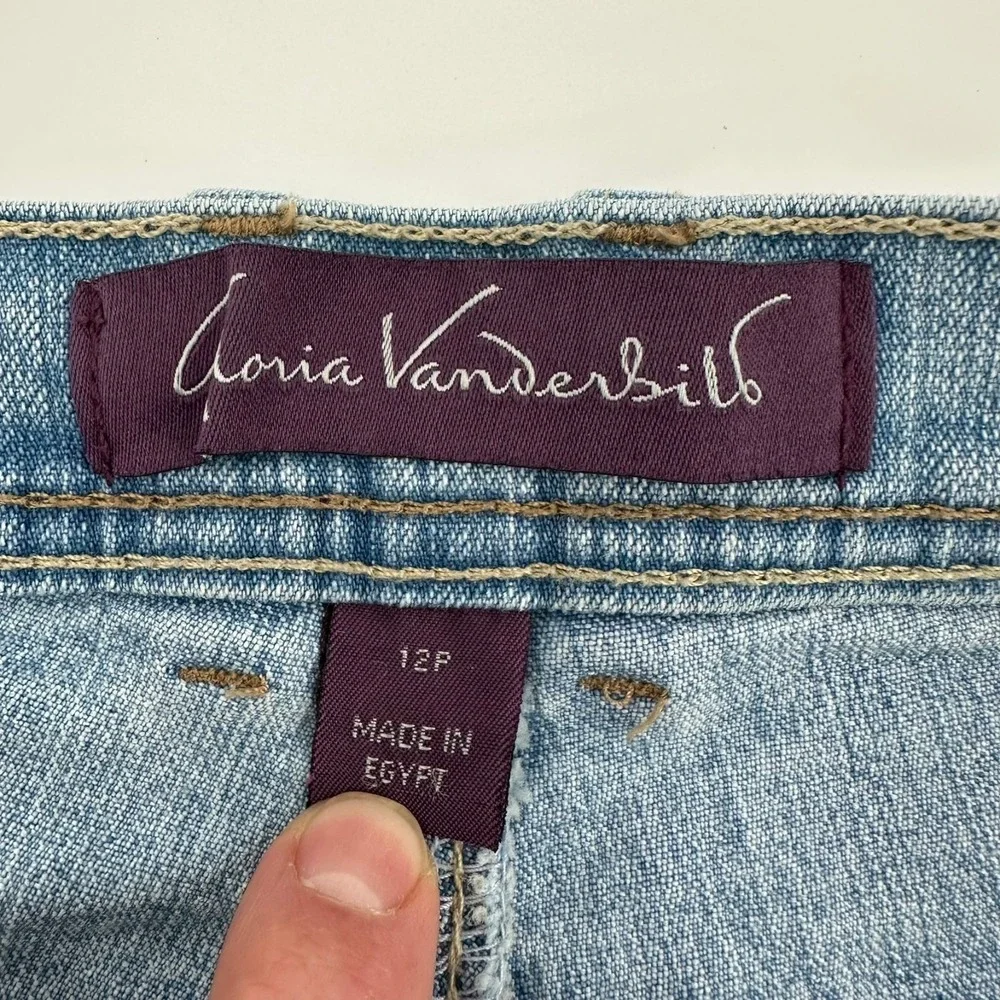 Gloria Vanderbilt Straight Jeans Womens 12 Petite Blue Denim Stretch Mid Rise
